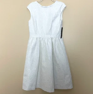 Cynthia Steffe Dress Size 8 Lily White Metallic Jacquard Brocade Pockets NWT - Picture 1 of 11