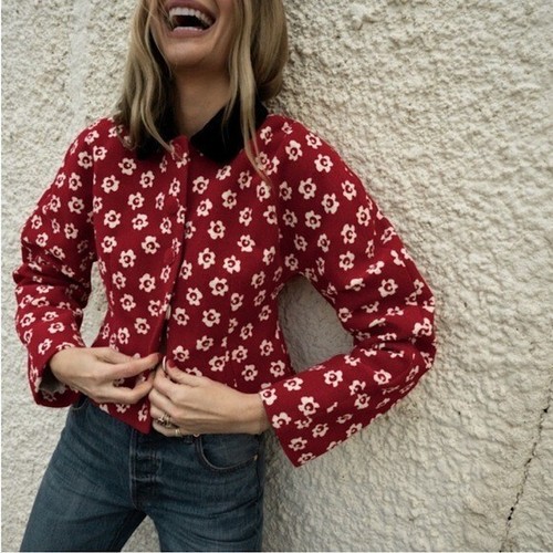 GIACCA BOUCLÉ STENCIL FIORI PASSERELLA Tory Burch nuova con etichette 6 $1.598