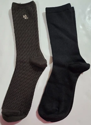 Lauren Ralph Lauren Womens Socks 2 Pack Super Soft Black and Brown Trouser NWT - Image 1 of 4