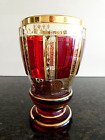 Pokalglas, Ranfbecher, Fussbecher Rubinrot mit Goldmalerei ca.15,5  Bleikristall
