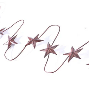 Primitive Burgundy Wire Metal Barn Star Garland 5" ft Stars 2.75" Craft Wedding - Picture 1 of 3