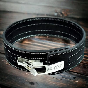 Flexz Fitness Lever Weight Lifting Leather Belt - 10mm Small Black - Picture 1 of 5