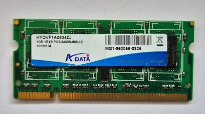 MEMORIA RAM SO DIMM A DATA HYOVF1A0834ZJ 1GB 1RX8 PC2-6400S-666-12 - Immagine 1 di 2