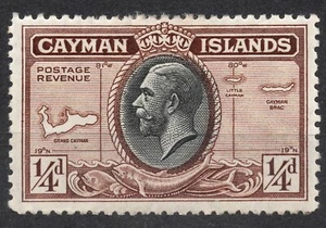 SG96 Sn: #85 1935 1/4 d ISLAS CAIMÁN Rey Jorge V y mapa, escenas locales MH - Imagen 1 de 2
