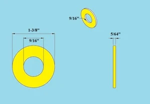 50 FLAT WASHERS STAINLESS STEEL 1/2" - 18-8  ( 9/16" X 1-3/8" X 5/64" ) - Picture 1 of 7