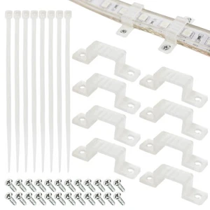 Mounting Clips Hardware Kit for LED Strip Lights 30x Clips & Zipties, 60x Screws - Picture 1 of 10