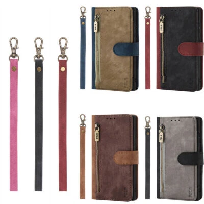 Leather Zipper Wallet Phone Case For LG Q70 K20 K31 K61 K42 K52 G8 Stylo 5 4 - Image 1 of 4