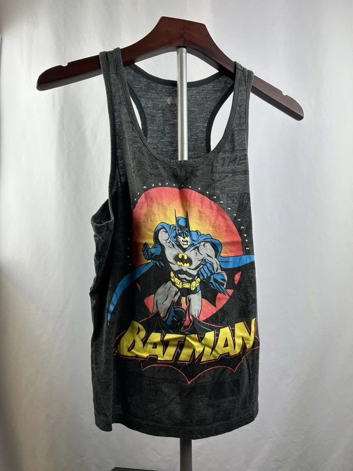 Camiseta sin mangas DC Comics Batman negra cristales decorativos talla mediana para mujer Foto 1 de 3