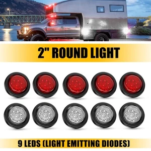 2" Bullet White+Red Light Round LED Side Marker Lights For 12V Truck RV Trailer - Picture 1 of 19