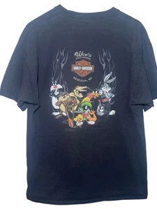 Y2K Harley Davidson Looney Toons Camiseta XL Marvin Las Llamas Verdes Marcianas - Imagen 1 de 7