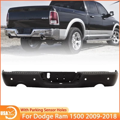 For 2009-2018 Dodge Ram 1500 Black Rear Step Bumper Assembly With Sensor Holes - Imagem 1 de 4