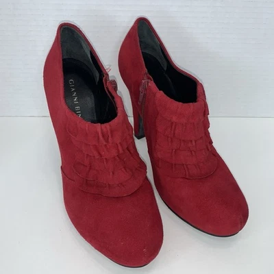 GIANNI BINI Cremallera Tacón Alto Tobillo Cuero Rojo Botas de Bomba Botines Tula Talla 8 Mujeres Foto 1 de 4