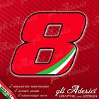 Adhesive Stickers Number 8 Moto Car Cross Race Red & Tricolor