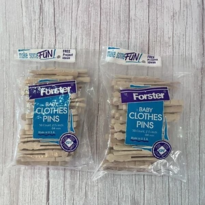 2 x 50 Small Old Fashioned Wooden FORSTER Baby Clothes Pins Craft Sticks USA - Picture 1 of 6