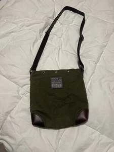 TREASURE & BOND Olive Green Canvas/ Brown Leather Messenger Crossbody Bag - Picture 1 of 9