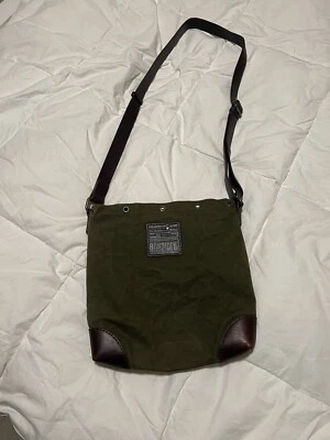 Bolso Bandolera Mensajero TREASURE & BOND Verde Oliva Lona/Cuero Marrón Foto 1 de 4