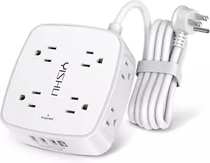 6 Ft Surge Protector Power Strip - 8 Widely Outlets with 4 USB Ports, 3 Side Out - Picture 1 of 12