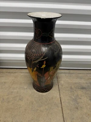 18" Song Dynasty Ru Kiln Black Glaze Porcelain Gilt Dragon Besat Bottle Vase - Image 1 of 4