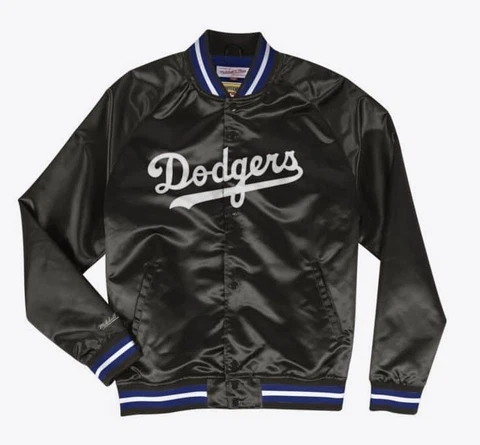 Lightweight Satin Jacket Los Angeles Dodgers Mitchell and Ness 100% Original Cover