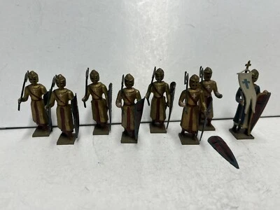 Lote de 8 soldados de juguete Mignot 50 mm 007 cruzados sin caja hechos en Francia Foto 1 de 4