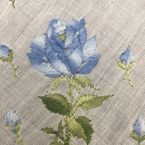 Fazzoletto vintage trasparente floreale blu ricamato fazzoletto fazzoletto - Foto 1 di 7