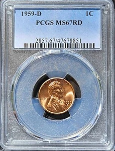 Lincoln 1st Memorial 1c Cent Penny 1959-D PCGS MS67RD "L" On Rim DDO - Picture 1 of 19