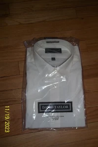 David Taylor Dress Shirt Men's Size 17 32/33 Pocket Long Sleeve White - Picture 1 of 2
