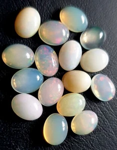 6 Opals 7x5 mm Parcel Ethiopian Welo Precious Gemstones Healing Rainbow - Imagen 1 de 5