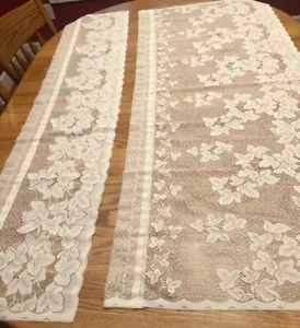 Vintage Lace Valance And Tier Cream  Off White Ivy 59” Cottage Farmhouse - Picture 1 of 6