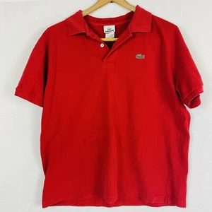 EXC Lacoste Men’s Size 7 (2XL) Red Polo Golf Shirt Button Up Alligator Logo - Picture 1 of 12