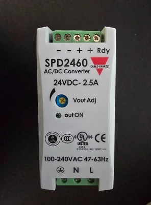 Modo de fuente de alimentación conmutada Carlo Gavazzi SPD2460 24VDC 2,5A Din Rail 100-240 VCA Foto 1 de 4