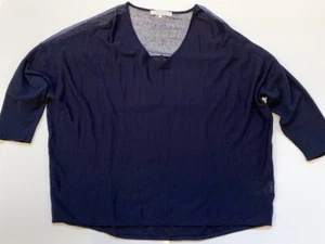 $315 Gerard Darel Navy Blue Semi-sheer Lightweight Knit Linen Sweater sz 2 S - Picture 1 of 10