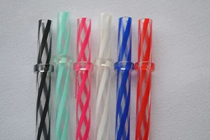 11" - 6 Reusable Straws Swirly Color Hard Plastic Acrylic Rings BPA Free #5 - Picture 1 of 1