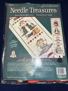 NEW Cross Stitch Needle Treasures Christmas SNOW PEOPLE BELLPULL #02946 - Picture 1 of 5
