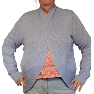 Cárdigan Kenneth Cole para mujer talla XL (marcado XXL) frente abierto periwinkle  Foto 1 de 4