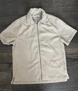 Urban Outfitters Men’s Corduroy Full Zip Shirt Tan Size Small - Picture 1 of 4