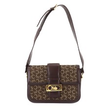 CELINE C Sulky Shoulder Bag Canvas Leather Brown Vintage Purse 90213125
