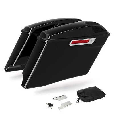 4" Stretched Hard Saddlebags Fit For Harley Touring Road Street Glide 1993-2013 - Image 1 of 4