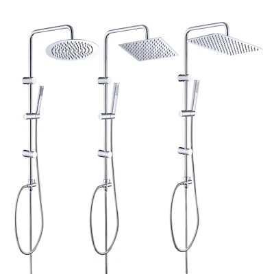 JOHO Edelstahl-Duschsystem Round Square Duschset Kopfbrause Regendusche - Bild 1 von 4