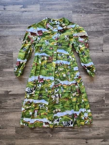 Handmade Colorful On The Farm Print Themed Collared Dress - Picture 1 of 4