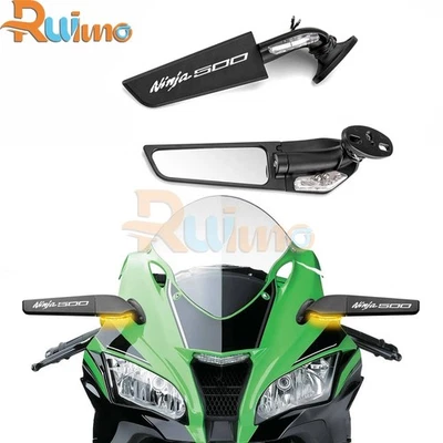 For Kawasaki Ninja 500 24-25 LED Adjustable Mirror Wind Wing Rotating Rearview - Image 1 of 4