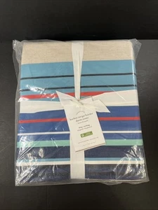 Pottery Barn PB Harbor Strip Border Duvet Cover King Cal King Nautical NEW - Picture 1 of 10