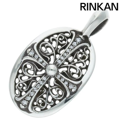 CHROME HEARTS Collana Cromo Cuori CLSC OVALE P DMND Classica Pavè Diamanti Argento Top Usata 0ab