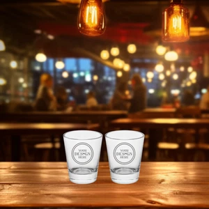 Custom Laser Engraved Shot Glasses Set of 2 - 1.5 oz Shot Glass Event Gift Idea - Picture 1 of 4