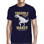 1Tee Mens Robot Dinosaur Trouble Maker  T-Shirt