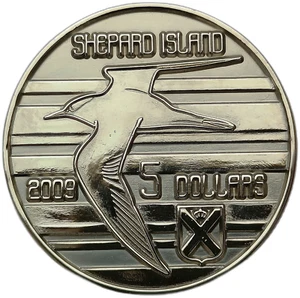 SHEPARD ISLAND - WESTARCTICA 5 DOLLARS 2009 ALBATROSS BIRD 39mm UNC - Picture 1 of 2