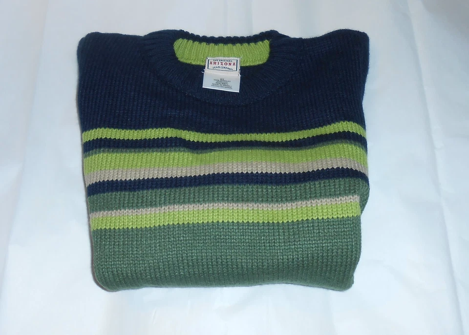 Arizona Toddler Boys Long Sleeve Crewneck Pullover Sweater Navy & Green 2T NWT - Image 1 of 3