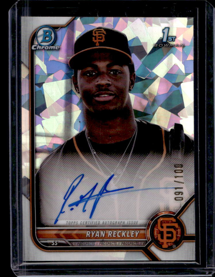 2022 Bowman Chrome Ryan Reckley Atomic Refractor 1st Prospect Auto #91/100