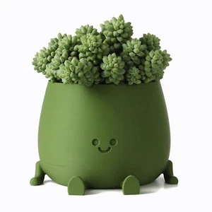 TOPOLA Happy Face 5.2" Self-Watering Plastic Planter Pot with Drainage Hole - Picture 1 of 8