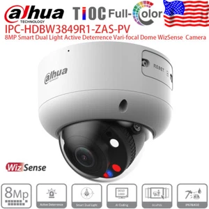 Dahua 8MP Zoom Dome IP Camera 4K Dual Light Active Deterrence Sound Light Alarm - Picture 1 of 5